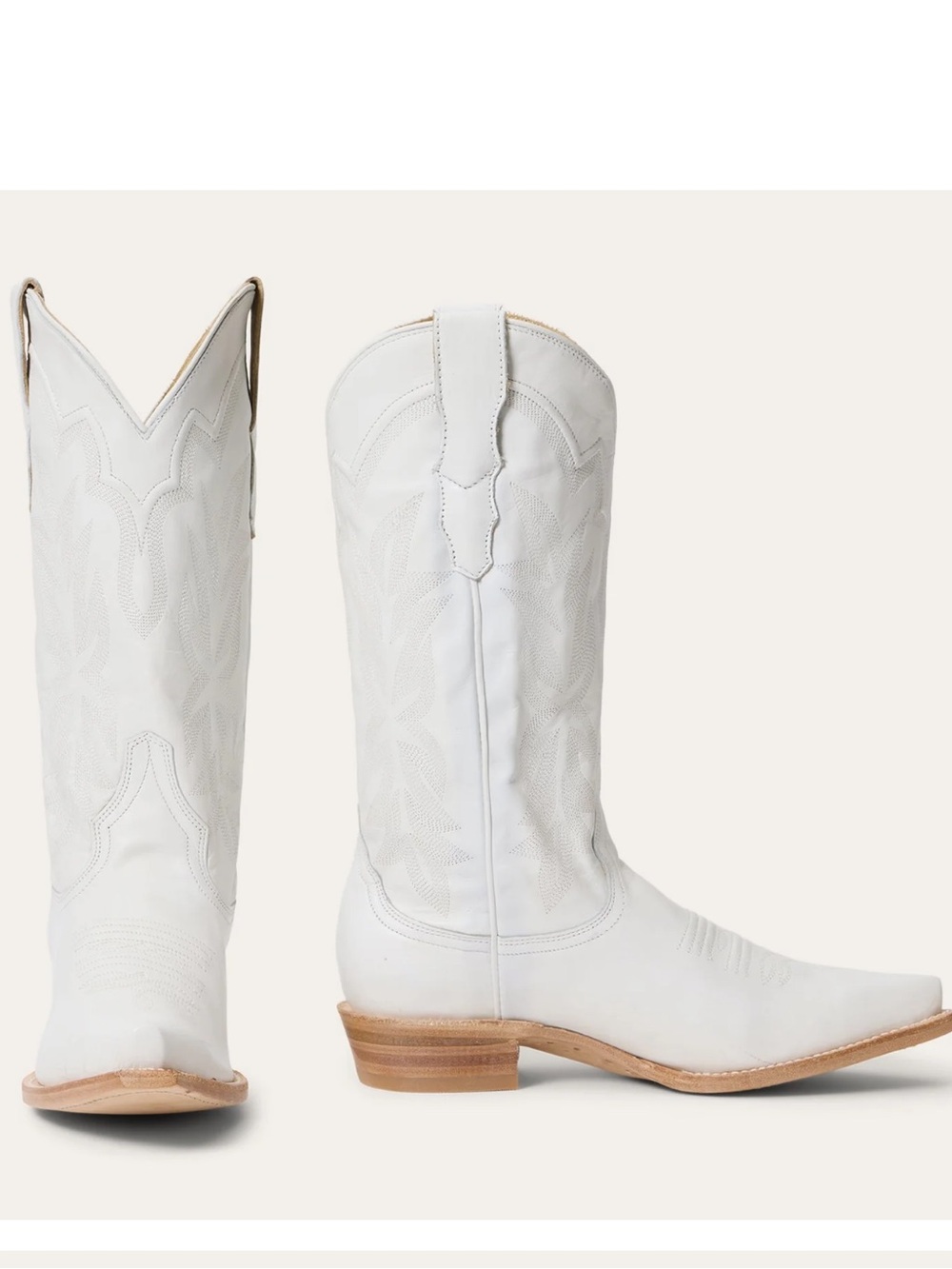 Stetson White Leather Cowboy Boots